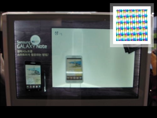 Samil CTS展出的Four-way showcase；右上圖為其Color filter近拍