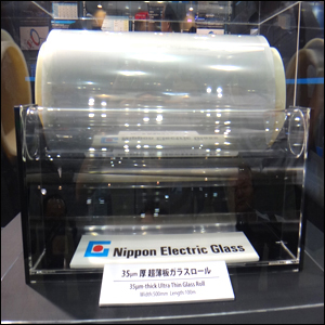 Nippon Electric Glass公司展出 Ultra thin glass roll超薄板