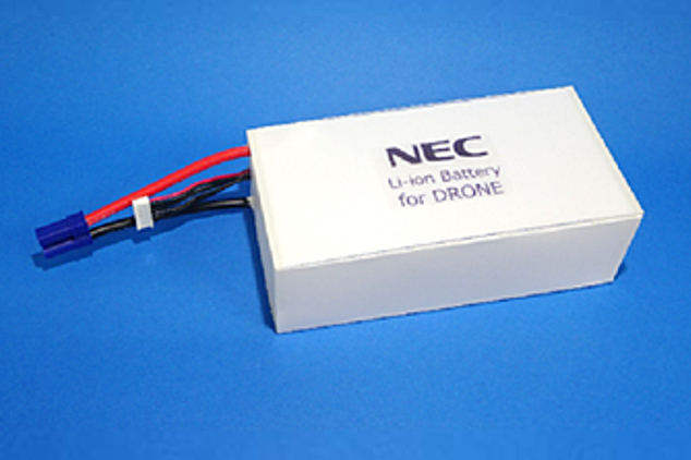 NEC之無人機用軟包裝鋰離子可充電電池模組原型