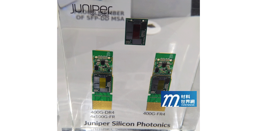 圖二、Juniper展示之400G矽光子光收發器電路板