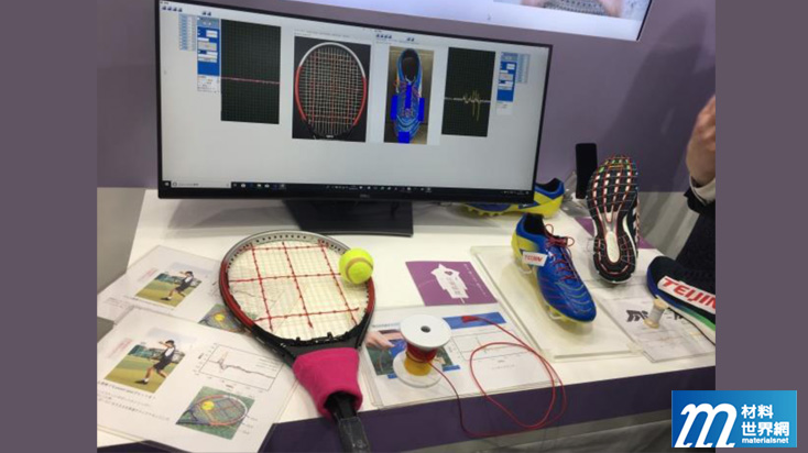 圖十三、以壓電纖維編織的網球拍與球鞋