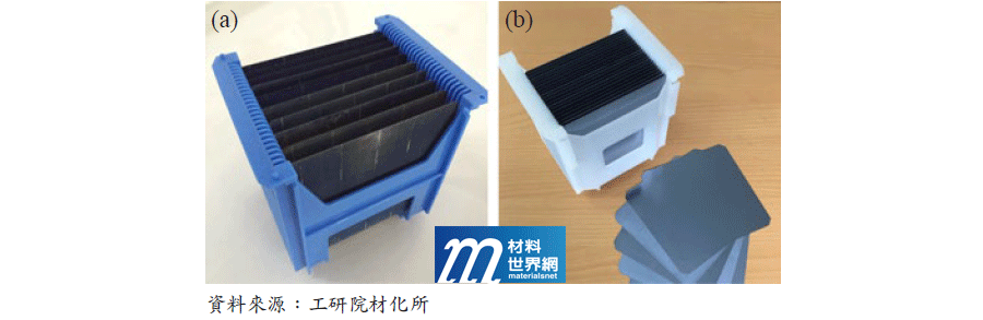 圖十、易拆解模組之(a)完整太陽能電池片；(b)再生高純度矽晶片