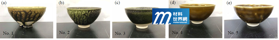 圖十三、不同添加量之再生長石加入釉料之陶碗色澤