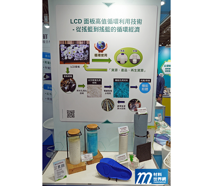 圖七、工研院展出LCD玻璃回收再利用技術，具備多類型應用
