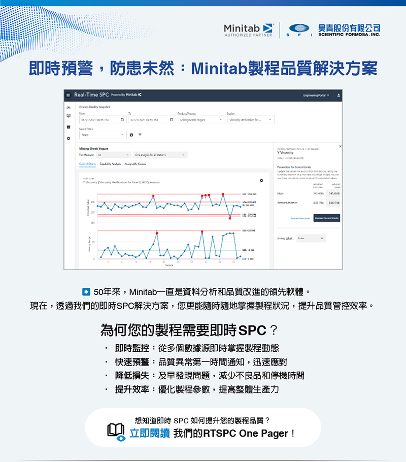 即時預警，防患未然：Minitab 製程品質解決方案